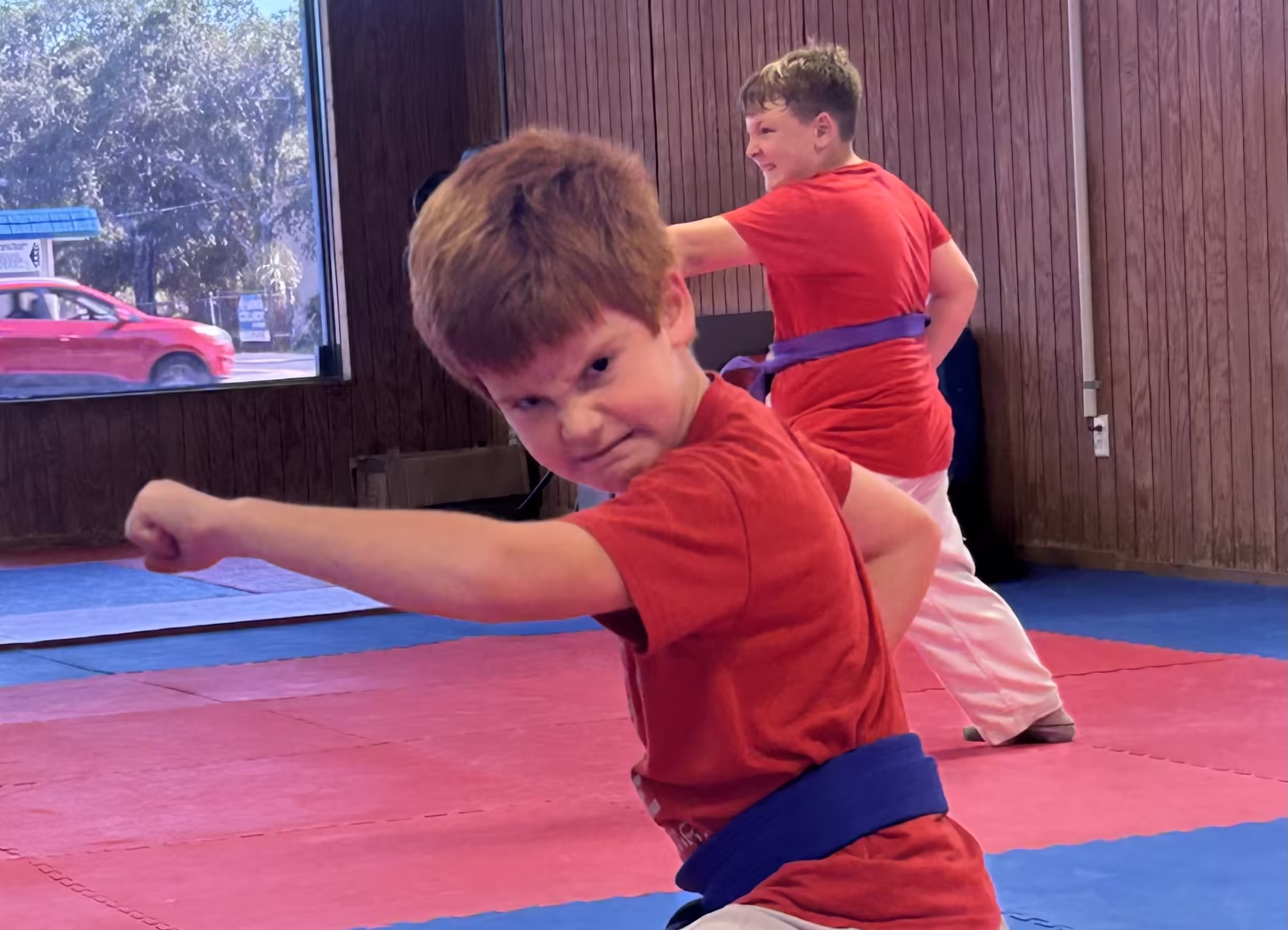 Confident kids focusing during class at Dunedin Taekwondo Academy