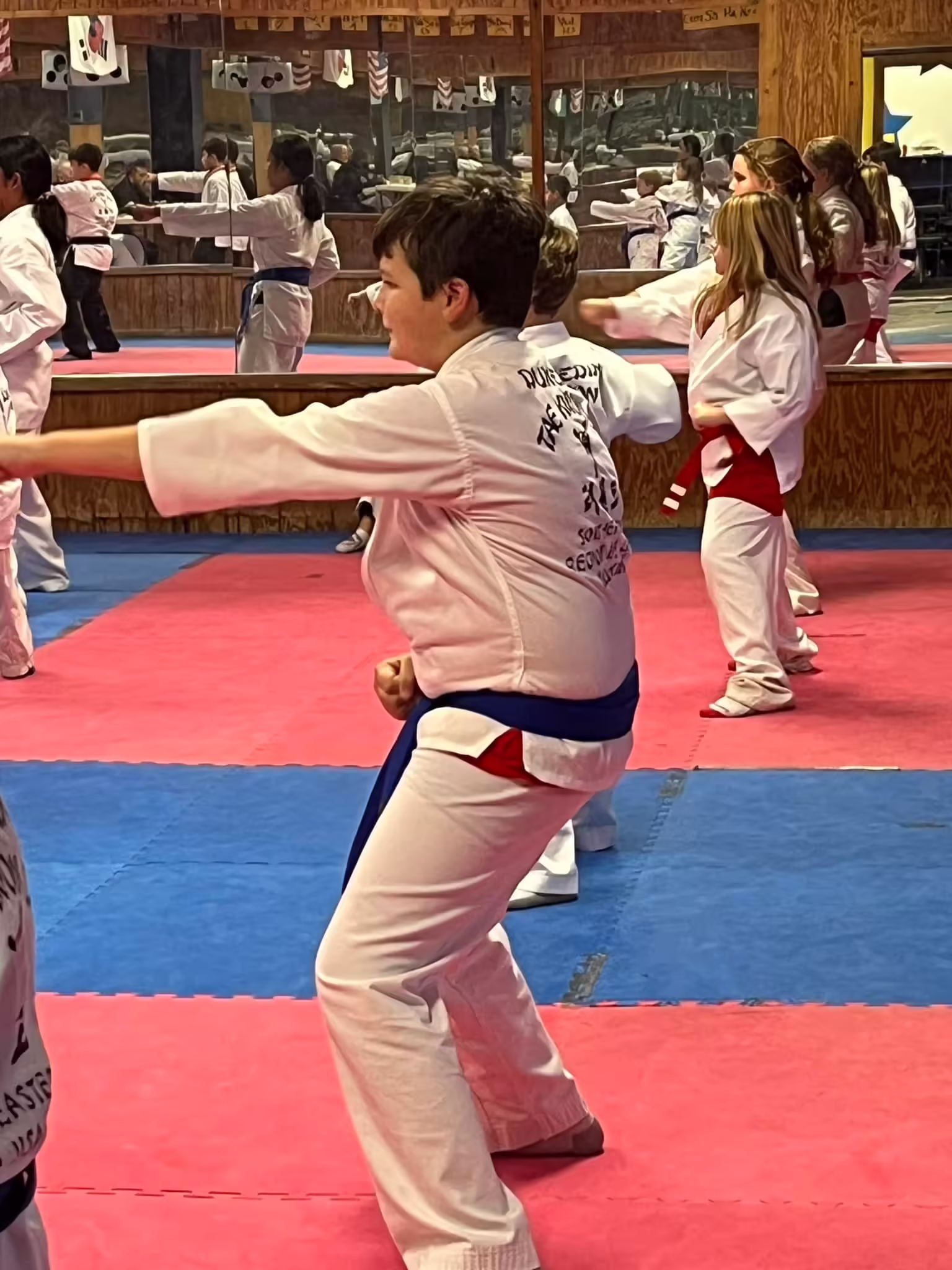 Students focusing during class at Dunedin Taekwondo Academy